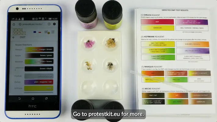 DMT test kit color change