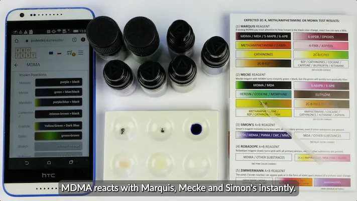 MDMA test kit color change