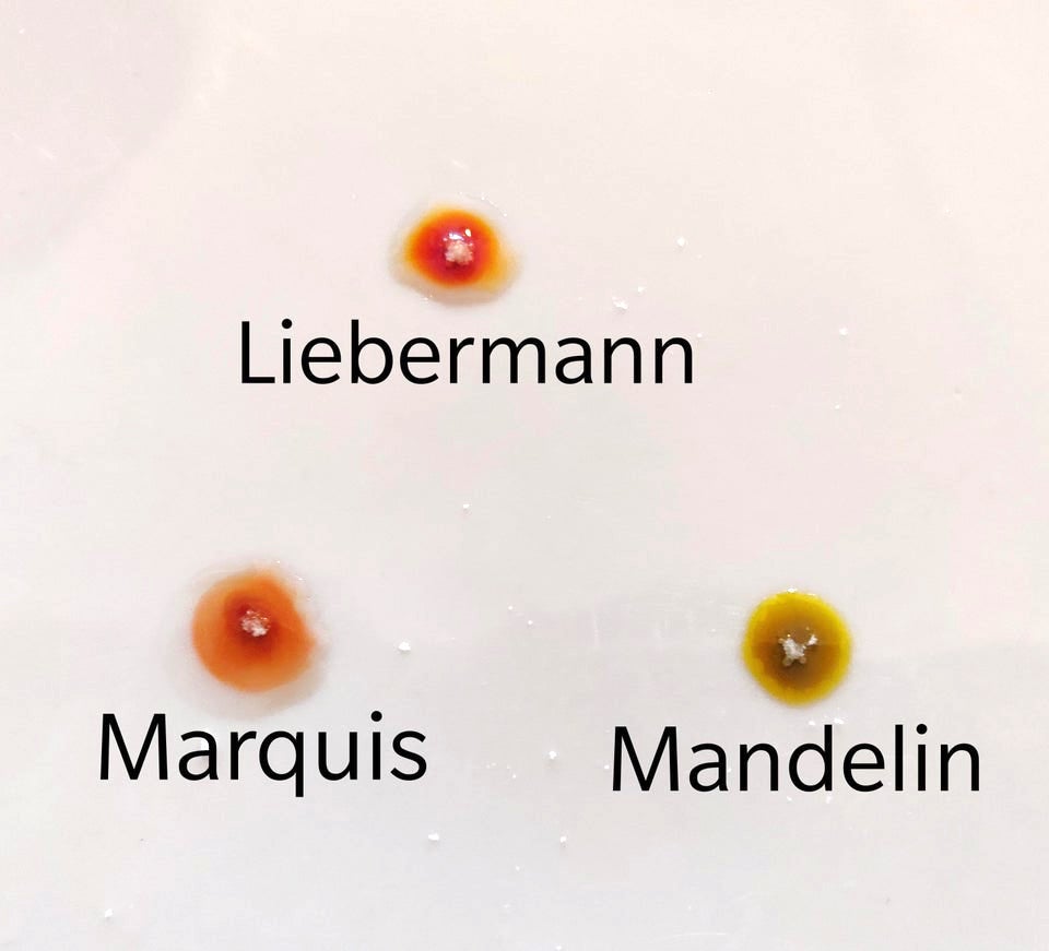 How to test cocaine with reagent test Marquis, Liebermann and Mandelin