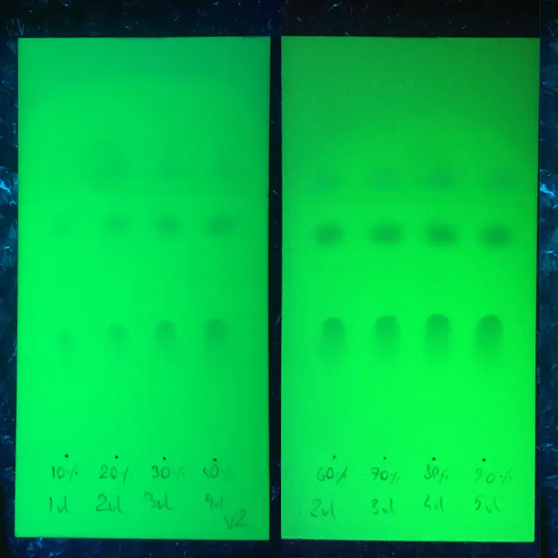 Reference adjusted from 66% pure cocaine with coffeine and ethenzamide. Due to UV-C light photo might not display correctly.